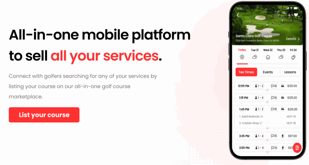 CommuniTee is an all-in-one golf course marketplace, providing courses a platform to connect with golfers, collect customer data, promote tee times and events, and sell all their services from a single platform.