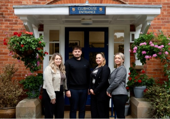 Three-Course Frilford Heath Golf Club Serves Up Talented New Team to Enhance Hospitality and Member Services (from left) Cloe McAlpine (Events Executive), Toby Ellis (Membership Assistant), Lottie Bailey (Clubhouse Manager) and Antonia Moldovan (Assistant Clubhouse Manager).
