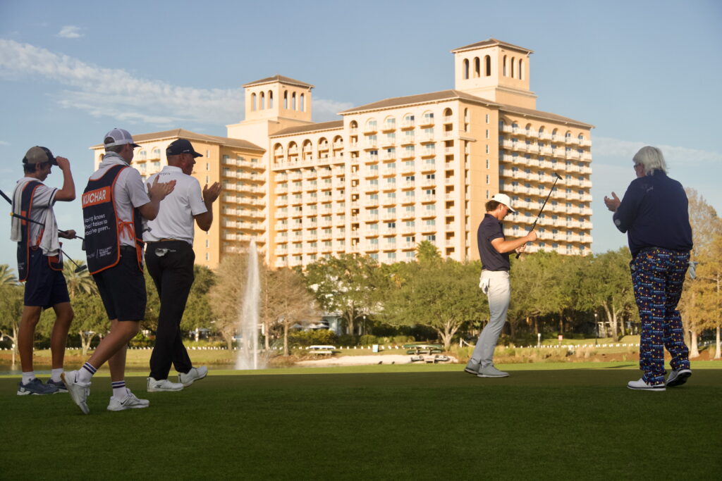 Team Kuchar set records for 36-hole score (111), 18-hole score with a final round 54, and for margin of victory for their first win in four starts together on the Ritz-Carlton Orlando Grande Lakes layout.