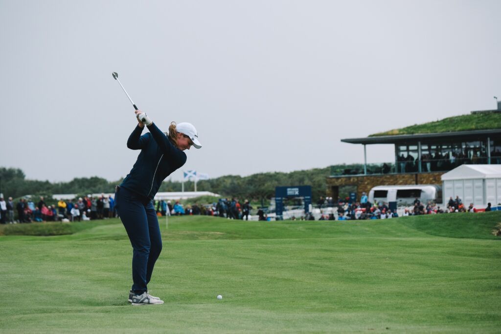 Lottie Woad on the 18th at Dundonald Links (Credit - ISPS Handa Women's Scottish Open)