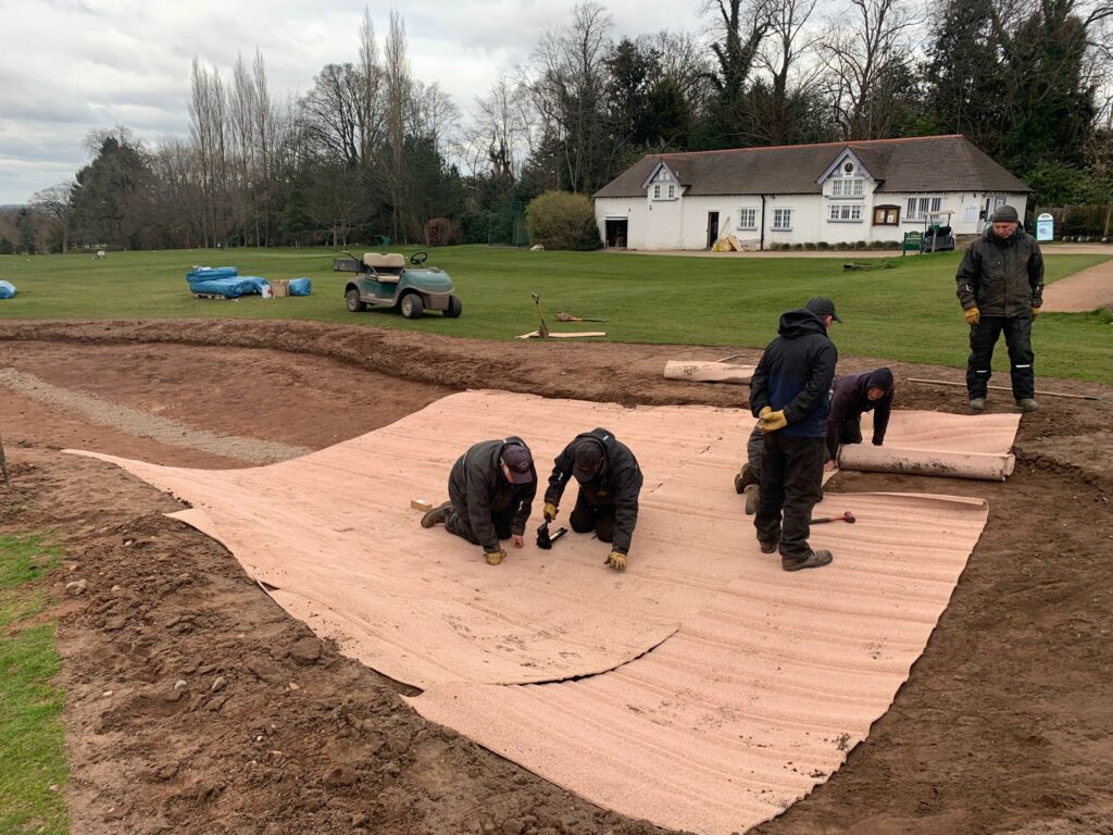 South Staffordshire G.C. Invests to Prevent Wash-Out “Whenever we get heavy rainfall 50% of our bunkers get washed out and it takes us several days to get the course back in good condition,” said Mark Guy, Course Director at South Staffordshire Golf Club. “We needed a solution that drained well, held sand in place and reduced contamination. After a lot of research we settled on the EcoTec™ liner from EcoBunker and we’re delighted with the results.”