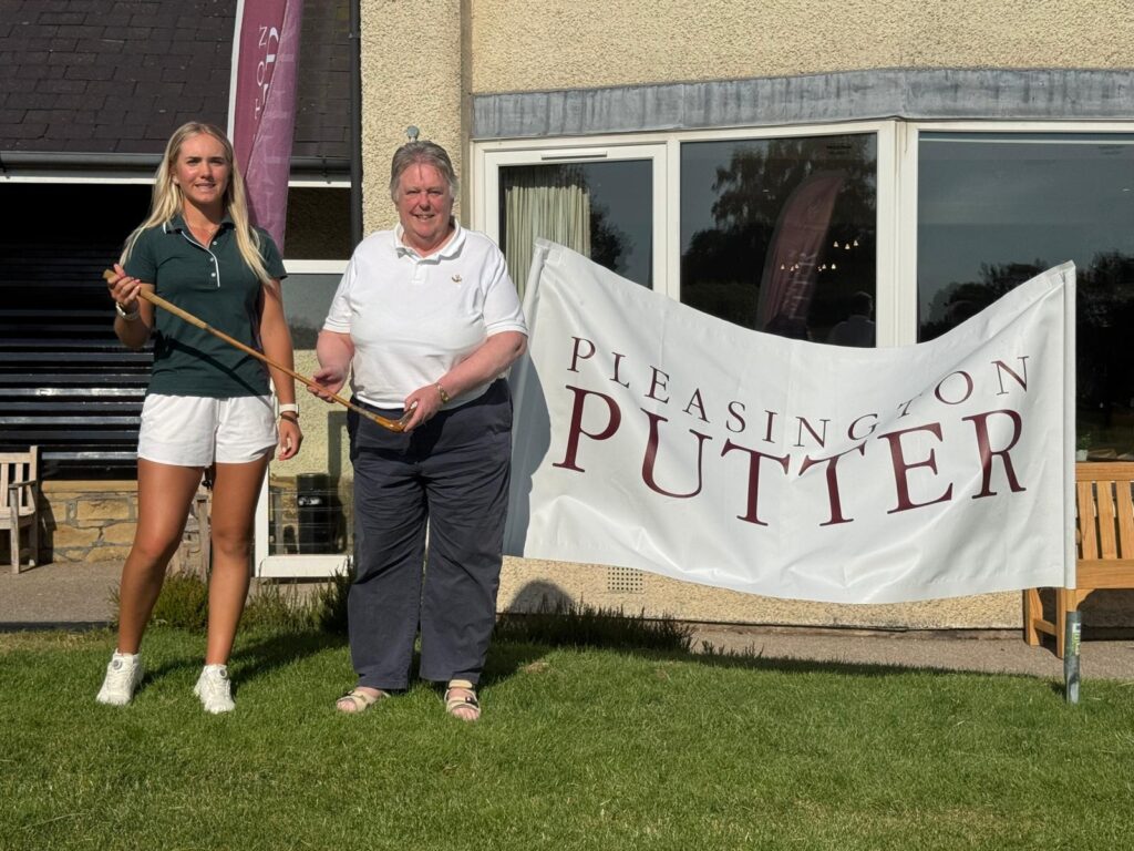 Imogen Hall (left), winner of the Pleasington Putter 2026, and Janette Smart (right), Lady President at Pleasington Golf Club.