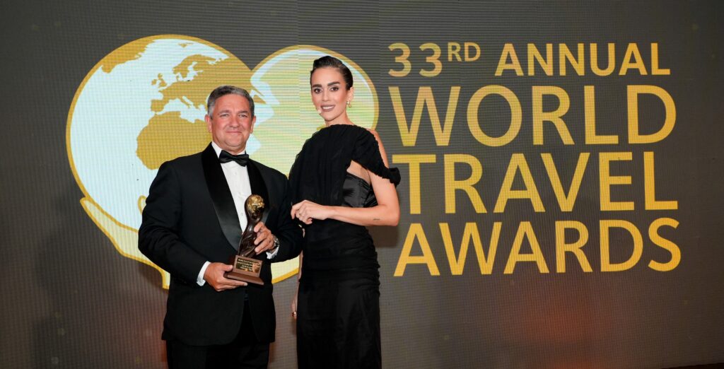 Vilamoura celebrates triple success at the World Travel Awards 2026 Director of Hospitality Operations at DETAILS - Hospitality, Sports and Leisure Miguel Afonso Dos Santos at the World Travel Awards ceremony.